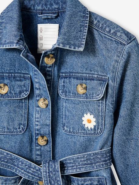 Denim Safari Jacket with 'love' Embroidered on the Back, for Girls stone 