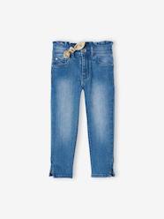 Girls-Jeans-Cropped Denim Trousers with Bow for Girls