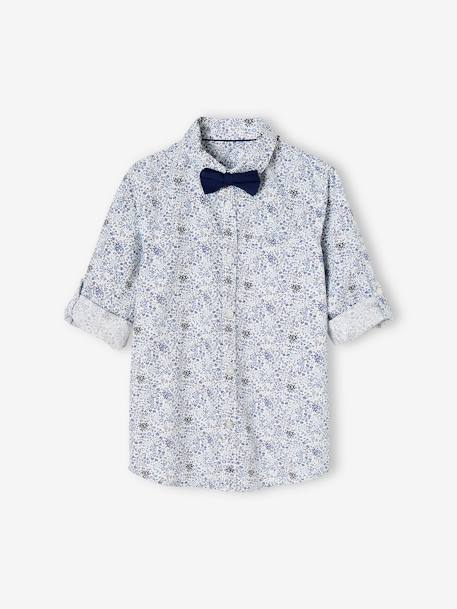 Floral Shirt & Bow Tie, for Boys printed blue+printed green 