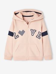 Girls-Cardigans, Jumpers & Sweatshirts-Sweatshirts & Hoodies-"Love" Zipped Sports Jacket with Hood for Girls