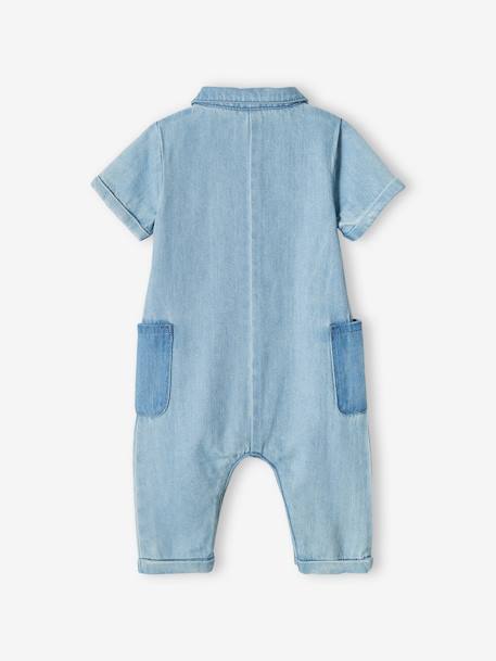 Short Sleeve Denim Jumpsuit for Babies bleached denim 