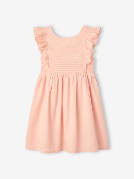 Occasion Wear Frilly Dress with Open Back for Girls coral+sky blue 