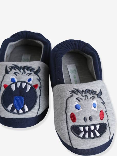 Monster Slippers with Velour Interior for Children marl grey 
