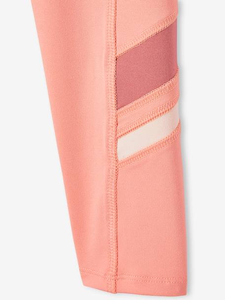 Sports Leggings in Techno Fabric & Striped on the Ankles for Girls apricot 