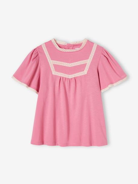 Blouse with Ladderline Stitching for Girls sweet pink 