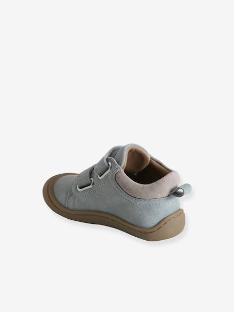 Boots in Soft Leather with Hook-and-Loop Straps, for Babies, Designed for Crawling sage green 