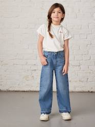 Girls-Jeans-Wide-Leg Jeans, Frayed Hems, for Girls