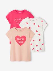 Girls-Tops-Pack of 3 Assorted T-shirts, Iridescent Details for Girls