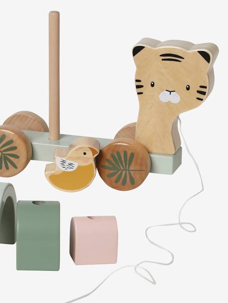 Stackable Pull-Along Tiger in FSC® 100% Wood green 