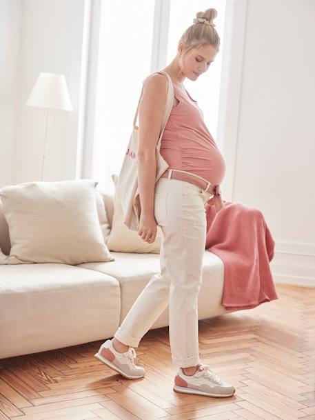 Maternity Trousers with Seamless Belly Wrap ecru 