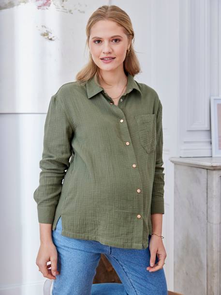 Shirt in Cotton Gauze, Maternity & Nursing Special olive 