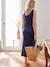 Long Sleeveless Dress in Rib Knit for Maternity navy blue 