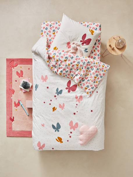 Children's Duvet Cover & Pillowcase Set, Flight Theme Pink/Print 
