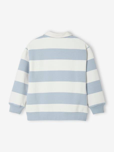 Striped College-Style Sweatshirt with Polo Shirt Collar for Boys striped blue 