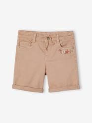 Girls-Shorts-Embroidered Floral Bermuda Shorts for Girls