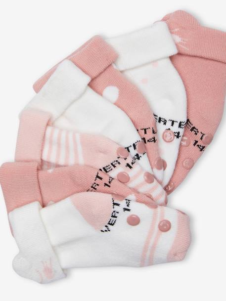 Pack of 7 Pairs of 'Cat' Socks for Baby Girls rose 