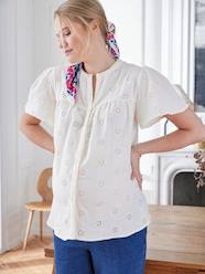 Embroidered Cotton Gauze Blouse, Maternity & Nursing Special