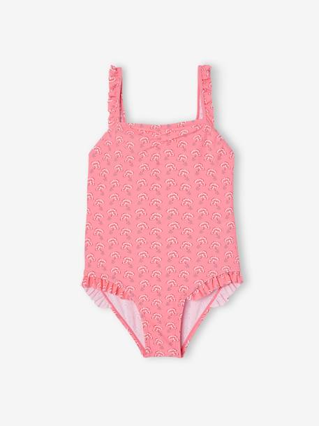 Printed Swimsuit with Ruffle, for Girls sweet pink 