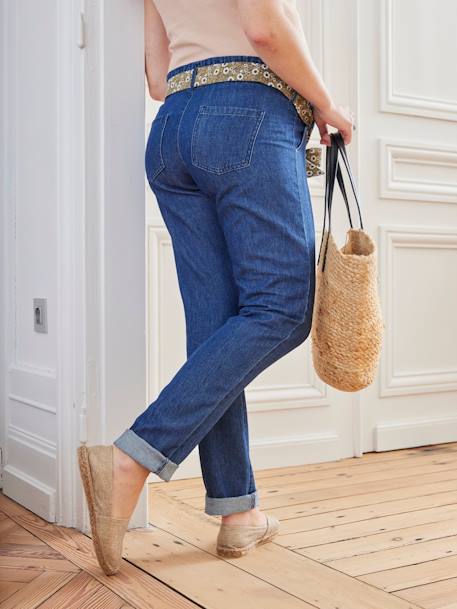 Paperbag Jeans with Belt for Maternity BLUE DARK SOLID 