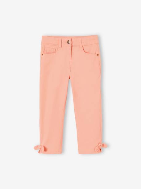 Cropped Trousers with Bows for Girls peach+PINK MEDIUM SOLID 