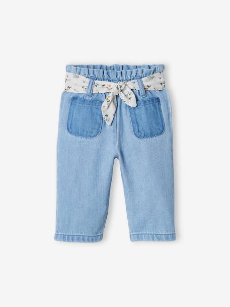 Wide Leg Jeans, Fabric Belt, for Babies bleached denim 