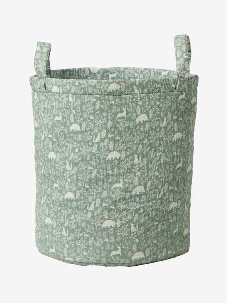 Basket in Padded Fabric, In the Woods grey blue 