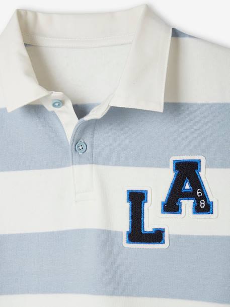 Striped College-Style Sweatshirt with Polo Shirt Collar for Boys striped blue 
