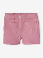 Girls-Shorts-Shorts Embroidered with Iridescent Flowers, for Girls