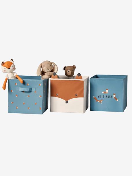 Set of 3 Storage Boxes, Baby Fox set blue 