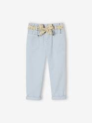 Paperbag Cropped Trousers with Floral Belt for Girls