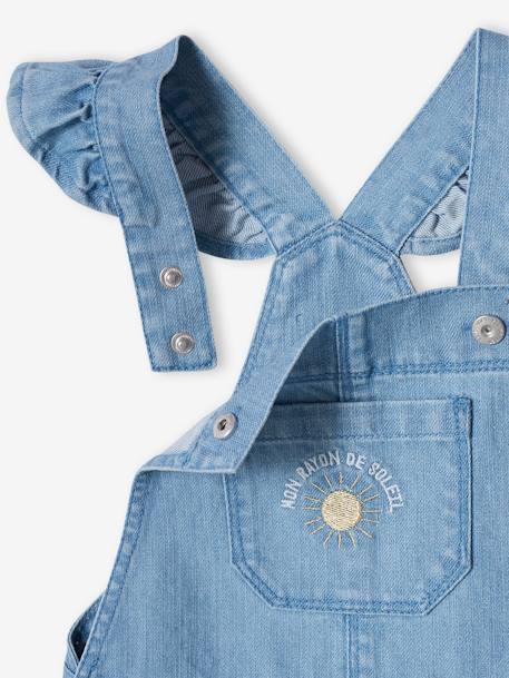 Denim Dungarees, Thin Ruffled Straps, for Girls double stone 