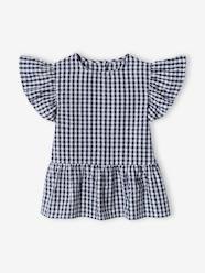 -Ruffled Blouse with Gingham Checks, for Girls