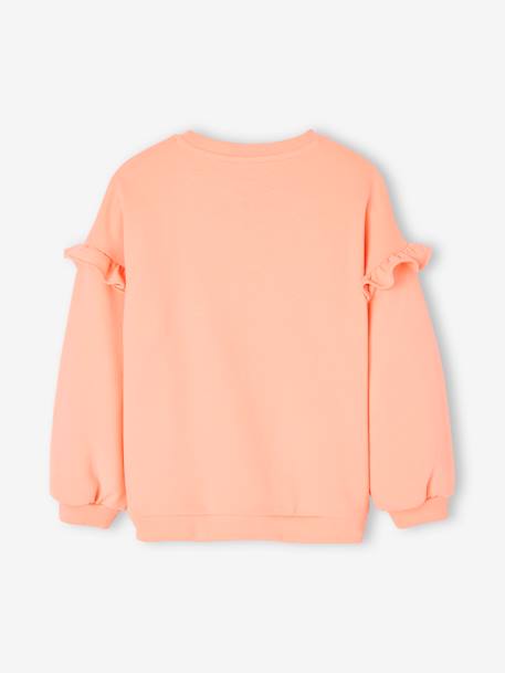 Ruffled Sweatshirt for Girls old rose+peach+rust 