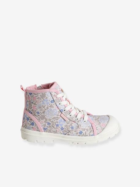 High Top Trainers with Zip & Laces for Children ecru+rose 