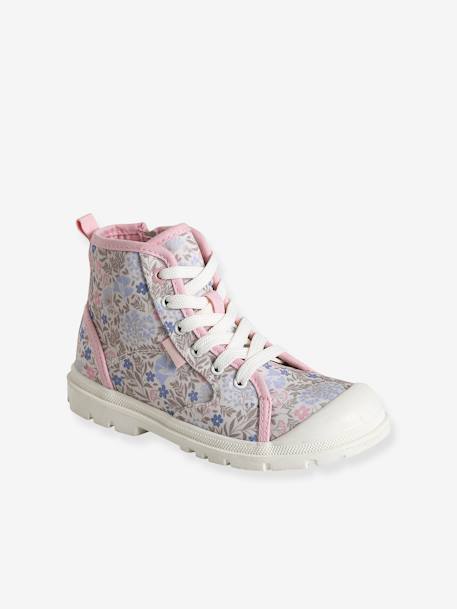 High Top Trainers with Zip & Laces for Children ecru+rose 
