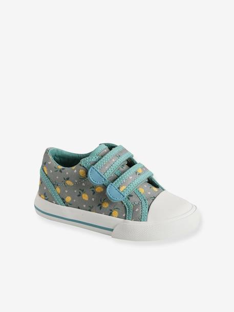 Touch-Fastening Trainers for Girls, Designed for Autonomy denim blue+pale blue+printed pink+YELLOW MEDIUM ALL OVER PRINTED 
