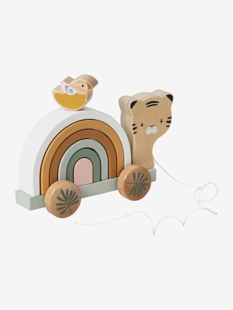 Stackable Pull-Along Tiger in FSC® 100% Wood green 