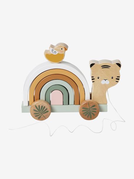 Stackable Pull-Along Tiger in FSC® 100% Wood green 