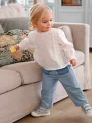 -Wide Leg Jeans, Fabric Belt, for Babies