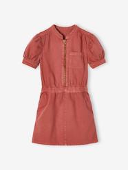 Zipped Dress with Bubble Sleeves for Girls