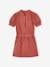 Zipped Dress with Bubble Sleeves for Girls terracotta 