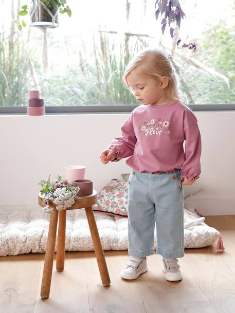 Wide, Flap-Front Denim Trousers, for Babies double stone 
