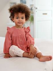 Baby-Blouses & Shirts-Blouse in Cotton Gauze with Ruffles, for Babies
