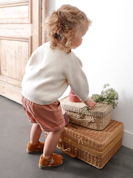 Shorts with Elasticated Waistband, for Babies clay beige+GREEN MEDIUM SOLID 