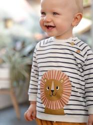 Baby-Jumpers, Cardigans & Sweaters-Sweaters-Striped Fleece Sweatshirt for Babies