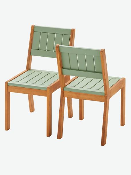 Set of 2 Outdoor Chairs for Preschoolers, Summer khaki 