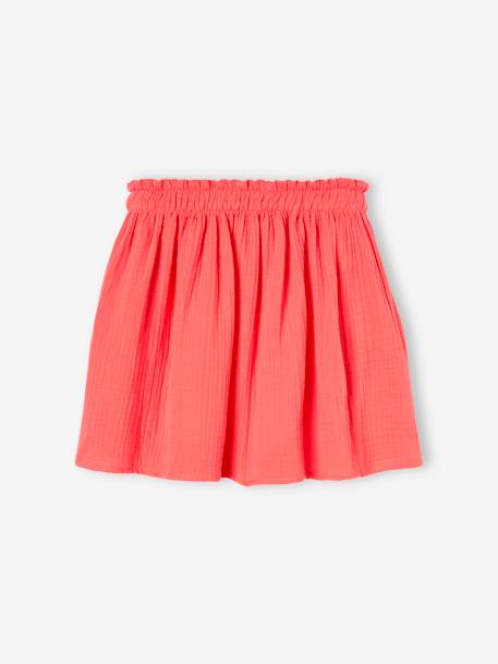 Coloured Skirt in Cotton Gauze, for Girls coral+grey blue+pale yellow+pistachio+rose 