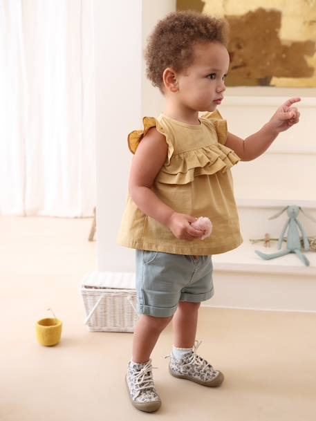 Shorts with Elasticated Waistband, for Babies clay beige+GREEN MEDIUM SOLID 