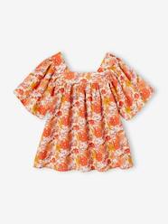 Girls-Blouses, Shirts & Tunics-Floral Blouse with Butterfly Sleeves, for Girls