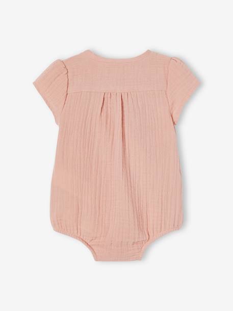 Cotton Gauze Bodysuit for Newborn Babies rosy 